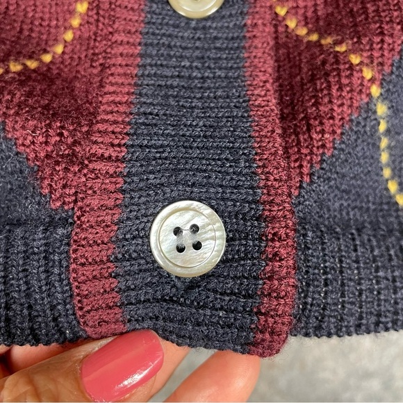 DKNY Wool Argyle Preppy Collegiate Grandmacore Relaxed Cardigan Sweater * - Picture 6 of 15